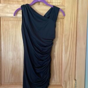 Bebe XS black sleeveless cinched side mini dress